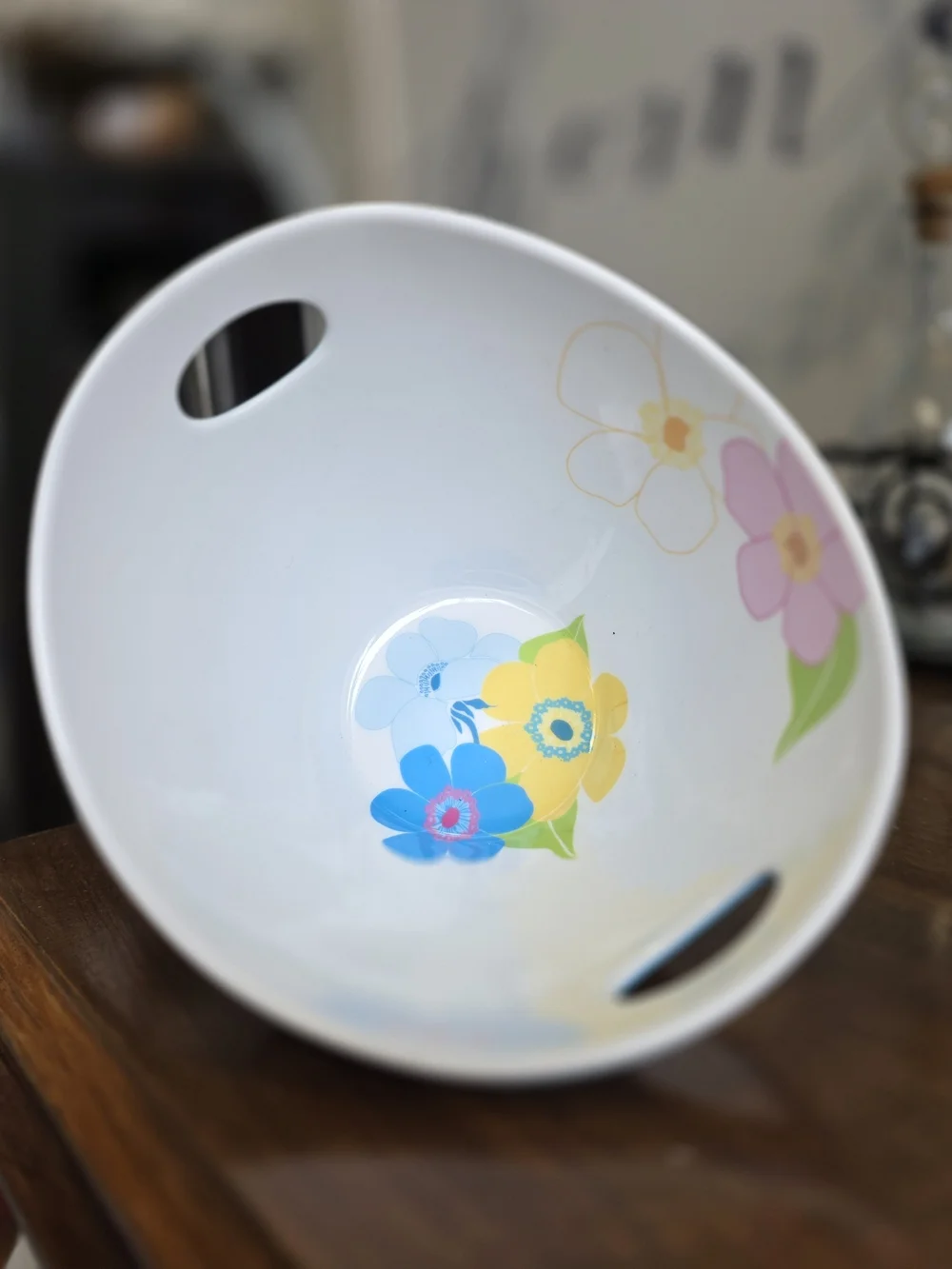Vintage Delta Design Floral Melamine Serving Bowl & Spoon